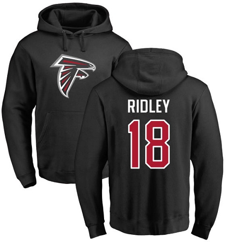 Atlanta Falcons Men Black Calvin Ridley Name And Number Logo NFL Football 18 Pullover Hoodie Sweatshirts